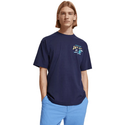 Onefifteen Gestreiftes T-Shirt petrolio mit V-Ausschnitt Blau
