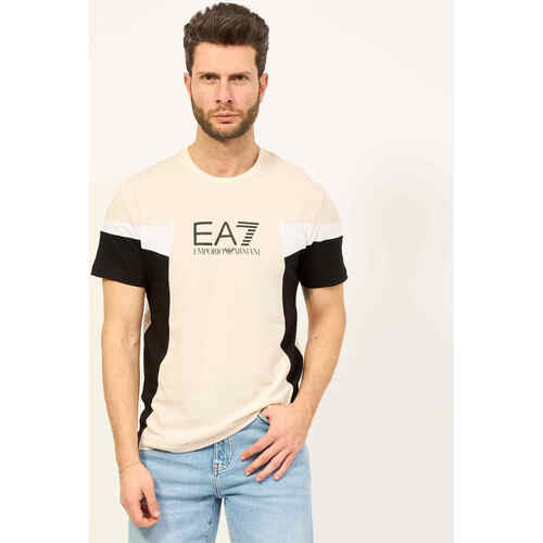 Vêtements Homme T-shirts & Polos Emporio Armani EA7 T-shirt à col rond  Summer Block en coton Beige