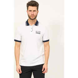 Vêtements Homme T-shirts & Polos Emporio Armani EA7 Polo homme  avec fermeture boutonnée et logo Blanc