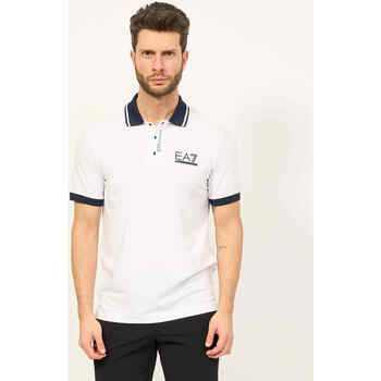 Vêtements Homme T-shirts & Polos Emporio Armani EA7 Polo homme  avec fermeture boutonnée et logo Blanc