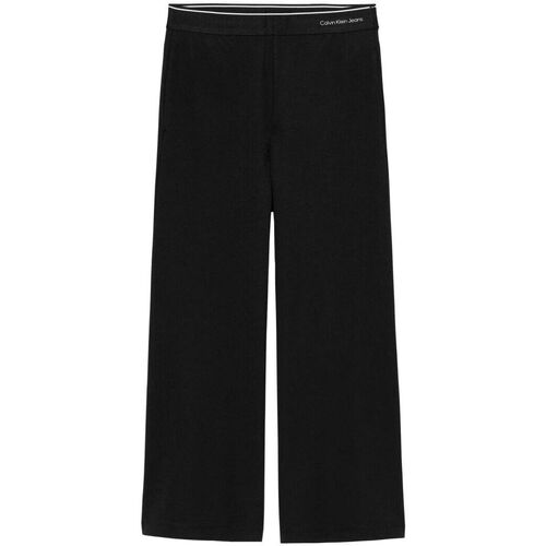 Vêtements Fille Pantalons Calvin Klein Jeans featuring IG0IG02446 TAPE WIDE LEG-BEH BLACK Noir