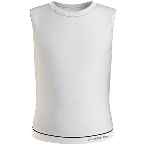 Vêtements Fille Débardeurs / T-shirts sans manche negra Calvin Klein Jeans IG0IG02437 LOGO TAPE TOP-YAH BRIGHT WJITE Blanc
