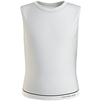 Vêtements Fille Débardeurs / T-shirts sans manche Calvin Klein JEANS Ckj IG0IG02437 LOGO TAPE TOP-YAH BRIGHT WJITE Blanc