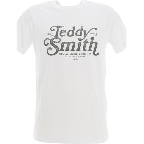 Vêtements Homme Bouts de canapé / guéridons Teddy Smith T-giant mc Blanc