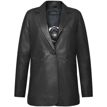 blouson oakwood  blazer  sisal en cuir ref 62520 noir 