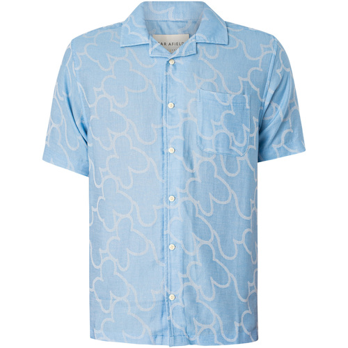 Vêtements Homme Chemises manches courtes Farfield Chemise à manches courtes en jacquard et dentelle Stachio Bleu