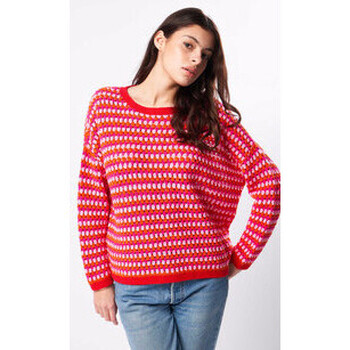 Vêtements Femme Pulls Les Tricots De Lea Pull oversize crochet rouge-047470 Rouge