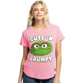 Vêtements Femme T-shirts manches longues Sesame Street Cute N Grumpy Violet