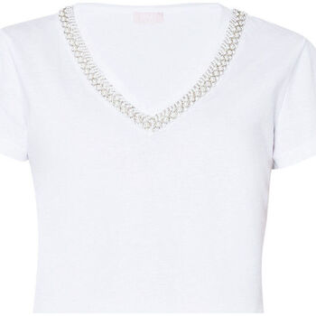 Vêtements Femme T-shirts Lace-up & Polos Liu Jo T-shirt avec broderies de pierres Blanc