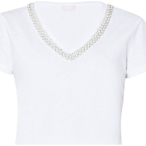 Vêtements Femme T-shirts Lace-up & Polos Liu Jo T-shirt avec broderies de pierres Blanc
