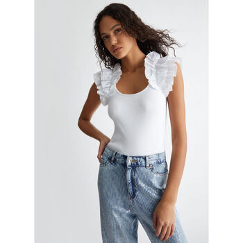 Vêtements Femme T-shirts Lace-up & Polos Liu Jo T-shirt avec fronces Blanc