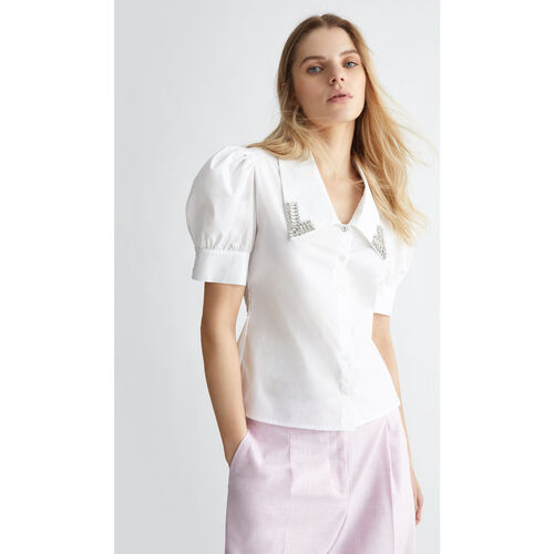 Vêtements Femme Chemises / Chemisiers Liu Jo Chemise avec strass Blanc