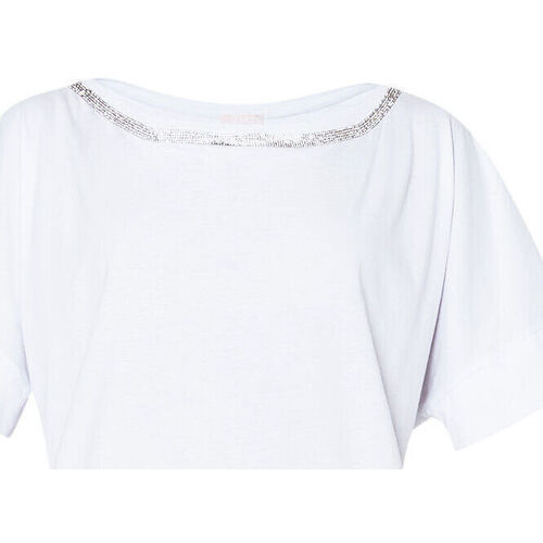 Vêtements Femme Pantalon Cropped Stretch Liu Jo T-shirt avec strass Blanc