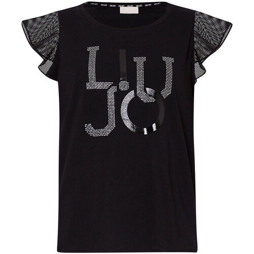 Vêtements Femme T-shirts Lace-up & Polos Liu Jo T-shirt en jersey avec logo Noir