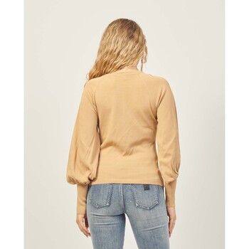 Yes Zee pull col rond à manches bouffantes Marron