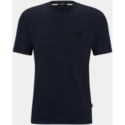 Vêtements Homme T-shirts ecru & Polos BOSS T-shirt homme col rond bleu avec logo Bleu