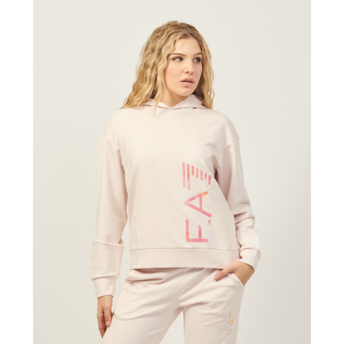 Vêtements Femme Sweats Emporio Armani EA7 Sweat à capuche  Logo Series en coton biologique Rose