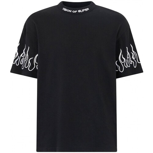 Vêtements Homme T-shirts & Polos Soins corps & bain T-Shirt Avec Flammes Blanches Noir