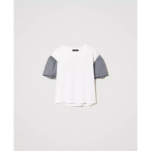 Vêtements Femme T-shirt Con Stampa A Cuore Twin Set T-SHIRT REGULAR CON MANICHE VICHY Art. 241AT2064 