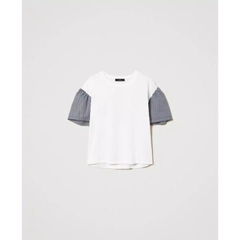 Vêtements Femme T-shirt Con Stampa E Strass Twin Set T-SHIRT REGULAR CON MANICHE VICHY Art. 241AT2064 