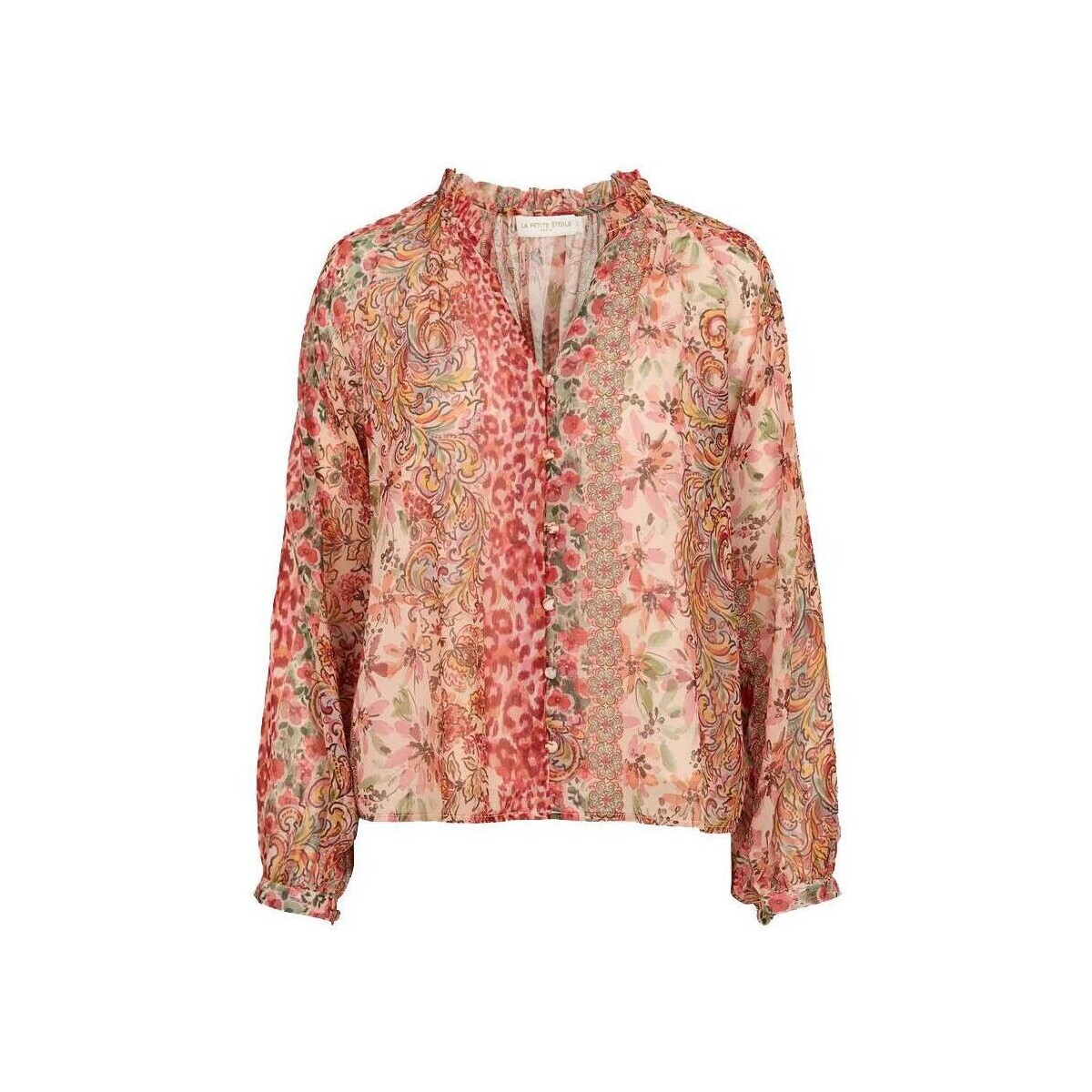Vêtements Femme T-shirts manches longues La Petite Etoile Beila patchwork blouse Rose