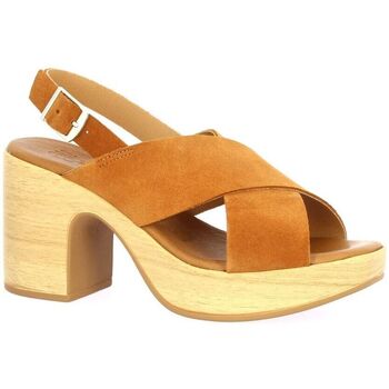 Chaussures Femme Sandales et Nu-pieds Sun68 Ally White Gold Sneaker Nu pieds cuir velours Marron