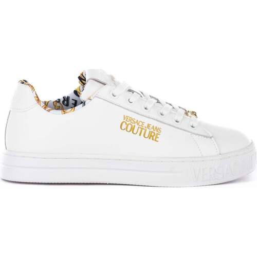 Chaussures Femme Baskets Ribbed Versace Favourites JEANS Couture Court 88 Blanc
