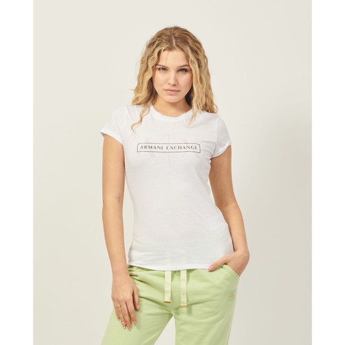 Vêtements Femme T-shirts & Polos EAX T-shirt coupe slim en coton biologique Blanc