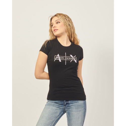 Vêtements Femme T-shirts & Polos EAX AX T-shirt coupe slim en coton biologique Noir