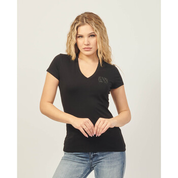 Vêtements Femme T-shirts & Polos EAX T-shirt noir coupe slim Armani Sustainability Values Noir