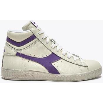 Chaussures Femme Baskets mode Diadora Game High Waxed Blanc Violet 