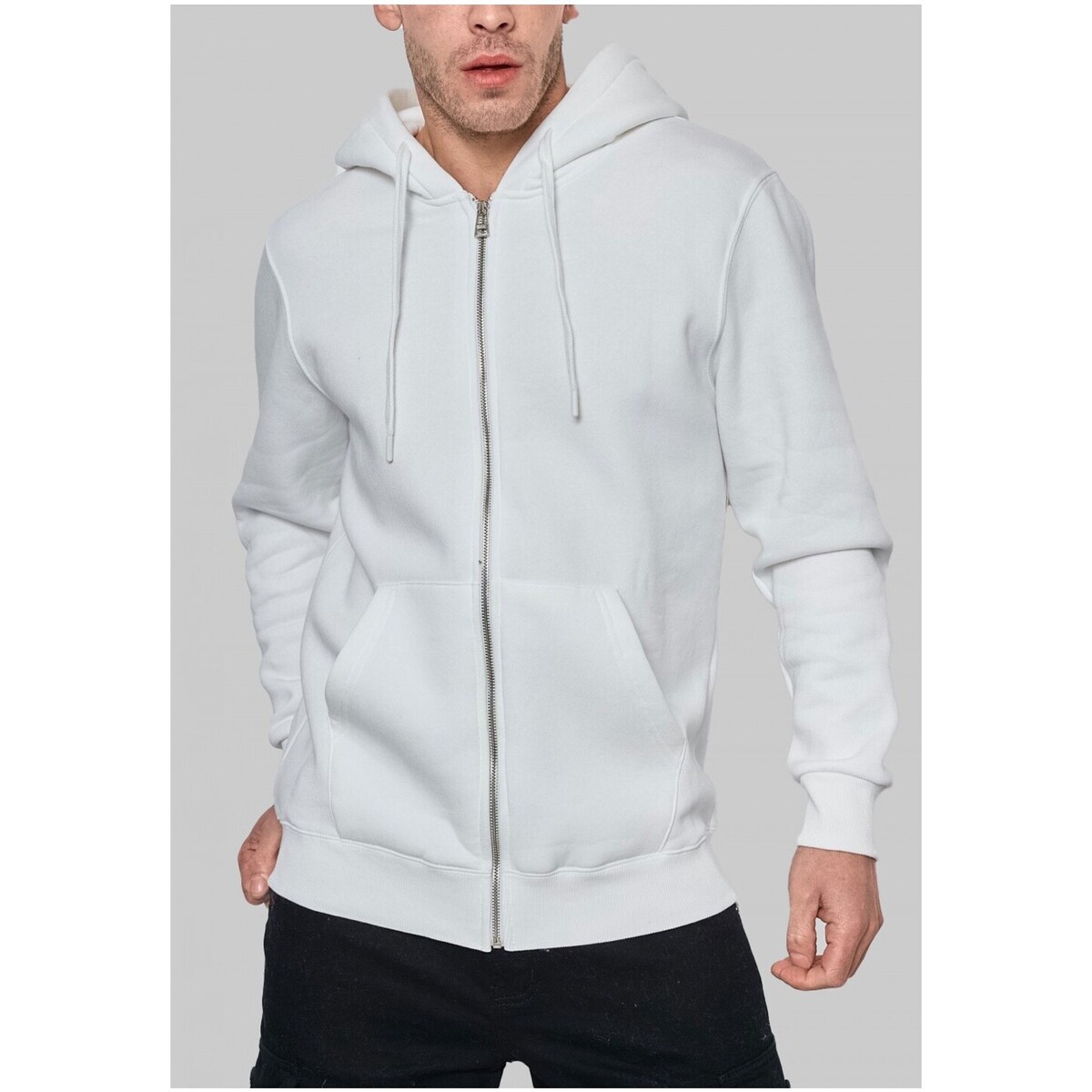 Vêtements Homme Pulls Kebello Sweat à capuche zippé Blanc H Blanc