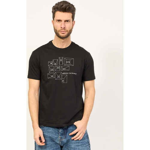 Vêtements Homme T-shirts & Polos EAX T-shirt à col rond homme  avec logo Noir
