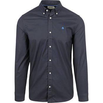 Vêtements Homme Chemises manches longues Structured Stripe Pocket T Chemise  Oxford Bleu foncé Bleu