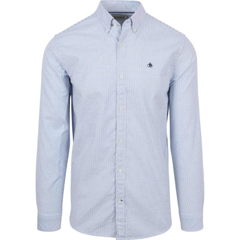 Vêtements Homme Chemises manches longues Structured Stripe Pocket T Chemise  Oxford Stripe Light Blue Bleu