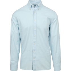 Vêtements Homme Chemises manches longues Hackett Shirt Garment Dyed Offord Blue Clair Bleu