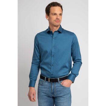 Vêtements Homme Chemises manches longues Suitable Chemise Satin Bleu Bleu