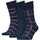 Sous-vêtements Homme Socquettes Tommy Hilfiger Giftbox Grid Stripe 3-Pack Bleu