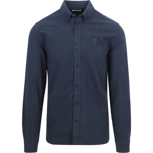Vêtements Homme Chemises manches longues Knowledge Cotton Apparel ConnaissancesCotton Apparel Shirt Melange Navy Bleu