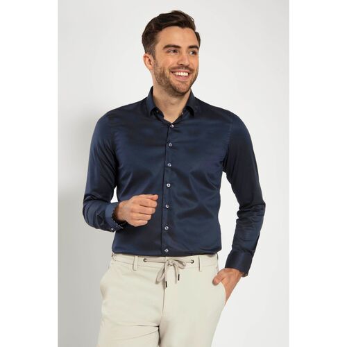 Vêtements Homme Chemises manches longues Suitable Chemise Marine 270-5 Bleu