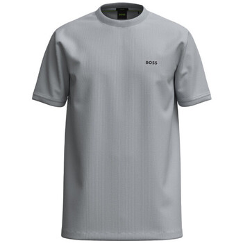 Vêtements Homme T-shirts & Polos BOSS T-SHIRT  TEE GRIS REGULAR FIT EN COTON STRETCH AVEC LOGO Gris