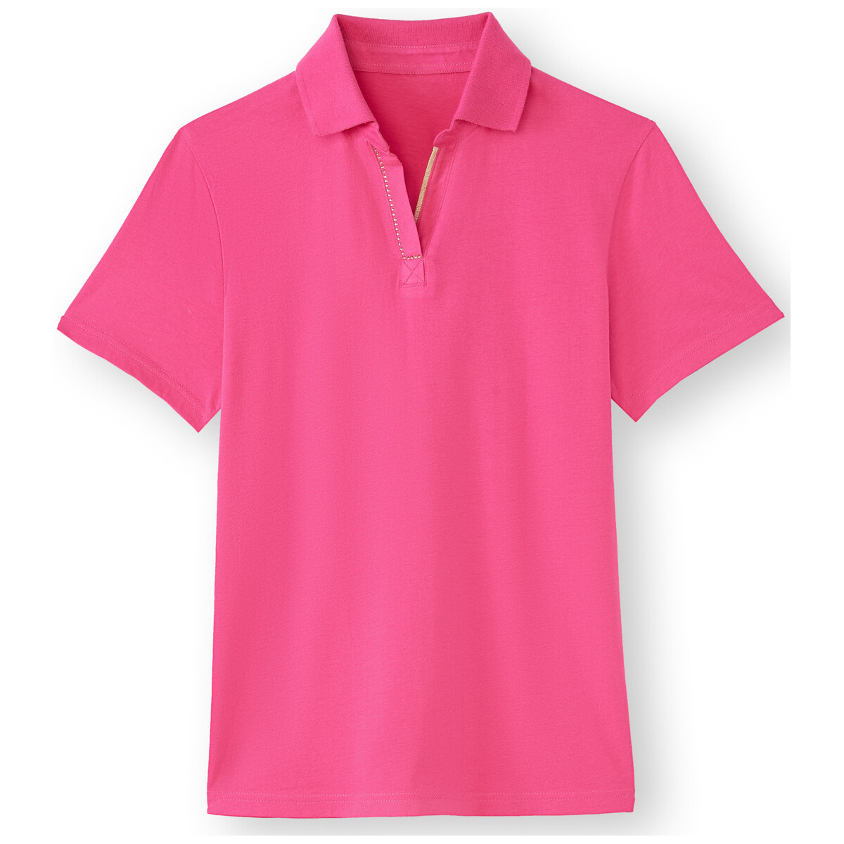 Vêtements Femme T-shirts & Polos Daxon by  - Polo en maille pur coton Rose