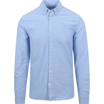Vêtements Homme Chemises manches longues Knowledge Cotton Apparel ConnaissancesCotton Apparel Shirt Melange Light Blue Bleu