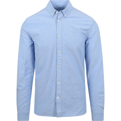 Vêtements Homme Chemises manches longues Knowledge Cotton Apparel ConnaissancesCotton Apparel Shirt Melange Light Blue Bleu