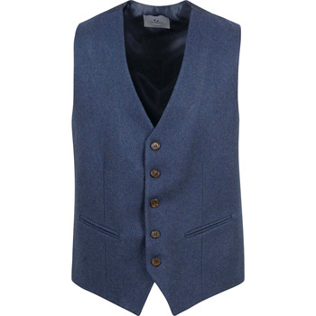 veste suitable  gilet tweed mid bleu 