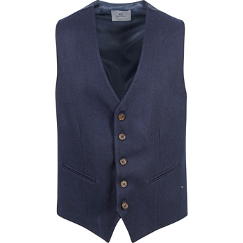 Suitable Gilet Tweed Navy Bleu