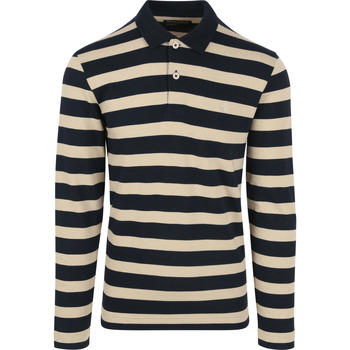 Vêtements Homme debossed logo cotton polo shirt Marc O'Polo Poloshirt  Manches Longues Rayures Marine Bleu