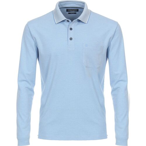 Vêtements Homme T-shirts & Polos Casa Moda Polo Manches Longues Bleu Clair Bleu