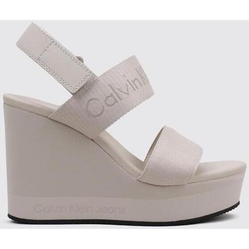 Chaussures Femme Cap Sleeve Slit Hem Dress Calvin Klein Jeans WEDGE SANDAL WEBBING IN MR Blanc