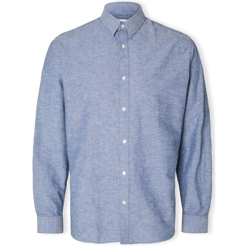 Vêtements Homme Chemises manches longues Selected Noos Slimnew-linen Shirt L/S - Medium Blue Denim Bleu